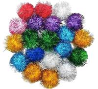 40 Pcs 2 Inch Assorted Color Flash Ball Cat's Favorite Toy Ball Tinsel Pom Poms Flash for Kittens Exercise and Multiple Cats Play and Chase