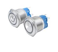 40 pcs 22mm Metal Push Button Switch Waterproof Momentary Latching Flat Circular LED Light PC Power Button 1NO1NC 12V 5V 220V 3V IDGTTLDF(Yellow (Ring LED),110-220V)