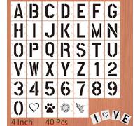 40 Pcs 4 Inch Letter Stencils Numbers Craft Stencils,Reusable Alphabet Templates for Painting on Wood, Wall, Fabric Wood, Wall, Fabric, Rock, Signage