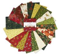 40 Pcs 5 x 5 inches Quilting Fabric Bundles Precut, Printed Layer Cakes Patchwork Materials for Holiday Crafts Cloths Décor, DIY Cotton Fabric Squares, Charm Squares for Quilts, Sewing - Mery & Bright