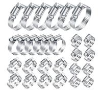 40 Pcs 6-51mm 304 Stainless Steel Worm Drive Hose Clamps Clip Set | Adjustable jubilee screws pipe fasteners assortment. For automobile, water and gas tube repair. Rust-proof with sturdy case.
