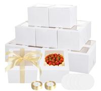 40 Pcs 6x6x5 Inch Mini Cake Boxes with Cake Boards for Bento Small Cake