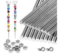 40 Pcs 8/32 Inch Threaded Rod Sets Include 20 Pcs M4 Screw Rod with 20 Pcs Metal Hex Nuts Stainless Steel Threads Studs Rods Fully Threaded Hex Nuts for Beaded Garden Stake Rods - 20 Set (12 Inch)