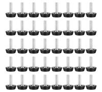 40 Pcs Adjustable Levelling Feet for Furniture Levellers, M6 Thread Screw On Leveling Feet, M6x20 mm Height Adjustable Feets Table Legs for Desk Cabinet Table Chair Bed Feets Legs, Floor Protectors