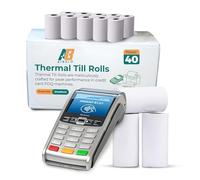 40 Pcs Aibulo Thermal Till Rolls 57x40mm - BPA-Free Credit Card Machine Paper Rolls for PDQ, POS, EPOS - Compatible with Verifone, Clover, Ingenico, Barclaycard, Worldpay, Pax & More - 14m