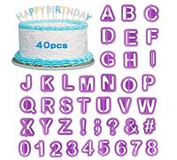 40 Pcs Alphabet Cookie Cutters Set, XCOZU Plastic Letter Cutters Icing Cutters Cake Decorating, Fondant Letter Cutters Number Cutters for Sugarcraft Biscuit Pastry Plunger Baking Mould Tools