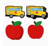 40 Pcs Apple and Bus Shaped Paper Napkins, 20 Red Fruit Style 20 Yellow Vehicle Design, Disposable Luncheon Serviettes for Back to School Season, Teacher Appreciation, Kindergarten Welcome, First Day