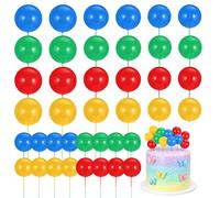 40 Pcs Ball Cake Toppers Colorful Foam Balls Cake Toppers Insert Balls Cakes Decorations DIY Decorative Cakes Ornaments Stylish Cupcake Picks for Birthday Wedding Baby Shower Anniversary Party