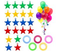 40 PCS Balloon Weights and Ribbon Set Colorful Star Shaped 8g Balloon Holders with 5 Rolls 10m String for Wedding Birthday Party
