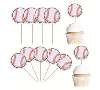 40 Pcs Baseball Cupcake Toppers Sport Ball Theme Cupcake Picks Party Decorations Cupcake Sticks Cake Decorations for Sports Theme Birthday Party (Multicolor, 40 Pack)