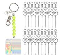 40 Pcs Beadable Keychain Bars Bulk Kit, 20 pcs Blank Beaded Keychains Bar+ 20 pcs Holographic Packaging Bags,Colorful Bead Keychain Supplies for DIY Beads Keychains Making Pendant Gifts Craft