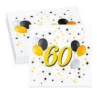 40 Pcs Black and Gold 60th Birthday Napkins Disposable Tableware Serviettes 60th Birthday Decorations Tissue Happy Birthday Napkins for Boys Girls Cocktail Luncheon Party Supplies Men Women