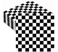 40 Pcs Black and White Checkered Napkins, Checkerboard Paper Serviettes, Racing Car Theme Party Supplies Decorations for Formula 1 F1 Watch Party, Retro Diner, Summer Picnic & BBQ