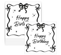 40 Pcs Black Napkins Disposable Happy Birthday Party Paper Napkins Bow Cocktail Napkins Elegant Black Bow Birthday Napkins for Children Adults Anniversary Decoration