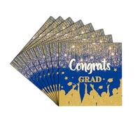 40 Pcs Blue Graduation Party Disposable Napkins Congrats Grad Paper Napkins for 2025 College High School Graduation