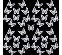 40 Pcs Butterfly Lace Trim Double Layers Organza Butterfly Fabric Embroidery Butterfly Patches Wedding Bridal Dress Embroidered Appliques for Sewing Craft DIY Clothes Hair Accessories Party, White