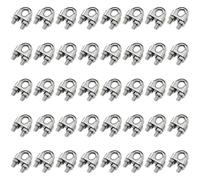40 Pcs Cable Clamp Set, M6 304 Stainless Steel U Shaped Wire Rope Clips, Heavy Duty Fasteners for Rigging, Marine, Anchoring, Industrial Use, Secure Connections, Silver, 5.9 x 5.9 x 3.9 in