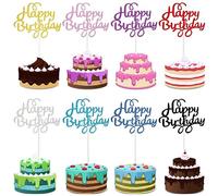 40 Pcs Cake Topper Happy Birthday Decoration, 8 Colors Glittery Happy Birthday, for Dessert and Party Pastries