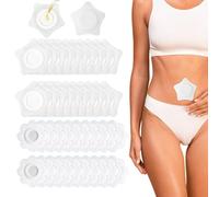 40 Pcs Castor Oil Pack Wrap Kit for Belly Button, VEGCOO Self-Adhesive Belly Button Patches in Star and Flower Shapes, Highly Absorbent Organic Castor Oil Compress Pads No Wash