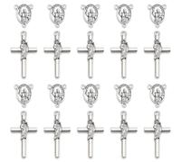 40 Pcs Catholic Rosary Parts, Crucifix Charms and Pope Leo XIV Centers | 20 Centerpieces, 20 Crucifixes, Perfect for DIY Catholic Rosaries