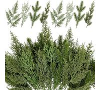 40 Pcs Christmas Artificial Pine, 4 Styles Assorted Artificial Pine Branches Faux Leaves Needle Plastic Pine Fake Greenery Pick for DIY Christmas Wreaths Garland Home Garden Decoration (Green)