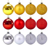 40 Pcs Christmas Baubles, Plastic Christmas Balls Ornaments Christmas Tree Hanging Ball Baubles Decoration with Lanyard for Holiday Wedding Party Decoration