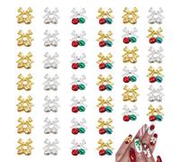 40 PCS Christmas Colored Bell Nail Charms, Mini Bow Bell Nail Gems | Gold Silver Xmas For Acrylic Nails, Red Green Alloy Bell Gems And Charms, Nail Jewelry For Women DIY Manicure Accessories