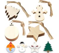40 Pcs Christmas Crafts, Christmas Crafts For Adults, Wooden Xmas Tree Decorations, Make Your Own Ornaments, Suitable For Place That Requires Decoration (Star, Tree, Snowman, Disc)