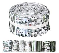 40 Pcs Christmas Forest Cotton Jelly Fabric Strips Watercolor Green Forest Reindeer Fabric Bundles Strips for Quilting Crafting Christmas Tree Deer Precut Patchwork for Sewing DIY Crafts