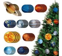 40 Pcs Christmas Outer Space Wood Hanging Ornaments Solar System Planet Ornaments for Xmas Tree Earth Saturn Jupiter Wooden Slice Pendants for Kids Space Themed Birthday Party Classroom Decorations