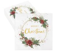 40 Pcs Christmas Paper Serviettes Merry Christmas Paper Napkin 2-Ply 33x33cm Altogether for Xmas Dinner Table Decoration Holiday Party Supply