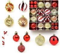 40 Pcs Christmas Tree Decorations Set, Plastic Christmas Tree Balls, Indoor and Outdoor Decoration, Holiday Decorations, Christmass Wedding Party, Christmass Decoration Theme Red Gold