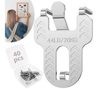 40 Pcs Claw Picture Hooks for Plasterboard Holds up to 44lb/20kg Load No Nails Drywall Picture Hanging Kit for Pictures Posters Frames Mirrors Artwork