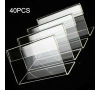 40 Pcs Clear Acrylic Sign Holder for Name Tags Labels Displays with Slanted L Shape Design for Office Conference Business Presentation (6 * 9cm)