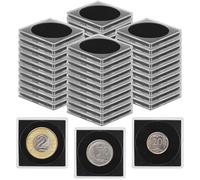 40 Pcs Coin Display Holder with Adjustable Foam Gaskets, Clear Plastic Cases for 20 25 30 35 40 mm Coins, 1.9 x 1.9 x 0.3 in Coin Storage for Collection Supplies, Protective Holders for Collectors