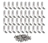 40 Pcs Corner Brace Stainless Steel L Brackets 50mm x 50mm Heavy Duty Shelf Bracket 90 Degree Right Angle Joint Bracket Fastener with Screws for Shelves Wood Boxes Furniture,Silver
