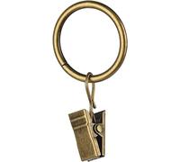 40 Pcs Curtain Rings for Curtain Rod,Antique Brass Metal Curtain Ring with Clips,Decorative Drapery Interior Diameter Curtain Rod Clips Hangers for Bathroom, Living and Guest Room (1 inch)