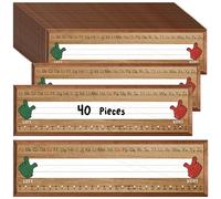 40 PCS Desk Name Tags, Waterproof Desk Nameplates with Alphabet, Number Line 1-30 Erasable and Reusable Traditional Manuscript Name Plate for Classroom School Student (12” x 3.5”)