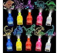 40 PCS Dinosaur Party Favours Goodie Bag Fillers - Kids LED Light Up Finger Lights Toys, Glow in The Dark Rave Accessories for Boys Girls Birthday Halloween Party Supplies
