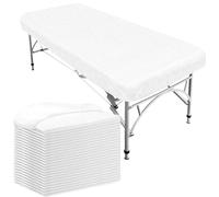 40 Pcs Disposable Fitted Massage Table Sheets Spa Bed Covers with Elastic Waterproof Non-Woven Massage Bed Sheet for Beauty Salon Hotel, 220 x 100 cm (White)
