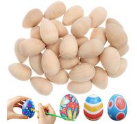 40 Pcs DIY Wooden Eggs for Easter, Smooth Unpainted Wooden Eggs Bulk, Small Wooden Crafts Egg for Kids Adults DIY Arts Painting Home Decor, 6 x 4 cm
