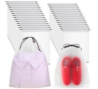 40 PCS Drawstring Bags for Travel, 50 X 40 cm + 40 X 30 cm Large Clear Travel Storage Bag Vacation Essentials Cruise Essentials Portable Drawstring Packing for Clothes Toys Shoes and Socks Storage
