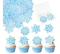 40 PCS Edible Frozen Snowflake Cupcake Cake Decorations Muffin Desserts Food Decoration for Winter Party Events Baby Shower Party Supplies