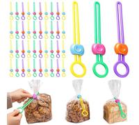 40 PCS Elastic Food Bag Sealer Strap, Assorted Colours Reusable Cable Ties and Kitchen Storage Organiser, Multi-Purpose Elastic Cord for Food Preservation and Cable Management