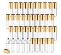 40 Pcs Essential Oils Roller Bottles Small Refillable Glass Perfume Bottles Sample Vials with Roller Balls & Gold Lids for Travel Cosmetic - 5ml