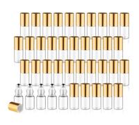 40 Pcs Essential Oils Roller Bottles Small Refillable Glass Perfume Bottles Sample Vials with Roller Balls & Gold Lids for Travel Cosmetic - 3ml