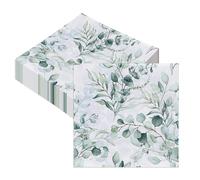 40 Pcs Eucalyptus Paper Napkins, Sage Green Napkin Disposable Serviettes, Green Napkins for Afternoon Tea Baby Shower Birthday Wedding Party Decoration Serviettes, 32 x 32 cm