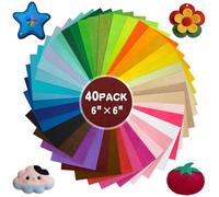 40 Pcs Felt Fabric Sheets 6 x 6 Inches Assorted Colors Felt Sheets for Crafts 1mm Thick Craft Felt Fabric Non Woven Fabric Squares Stiff Felt Sheets for Crafts DIY Patchwork Sewing Projects Supplies