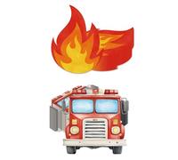 40 Pcs Fire Truck and Flame Shaped Paper Napkins, 20 Fire Engine Design Napkins and 20 Flame Design Napkins, Disposable Paper Napkin Set for Firefighter Theme Party, Fire Truck Birthday Party Supplies