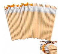 40 PCS Flat Brush Set, Watercolor Brushes with 20 Flat Brushes and 20 Round Brushes, Acrylic Paint Brushes and Watercolor Brushes for Kids, Crafts, Ceramics, and School